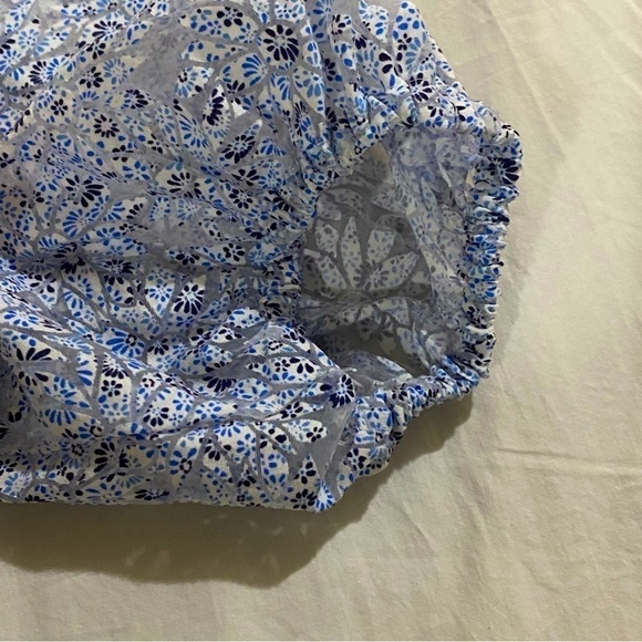Zara Puff Sleeve Organza  Button
Down Blue floral see through Blouse S - Picture 5 of 7